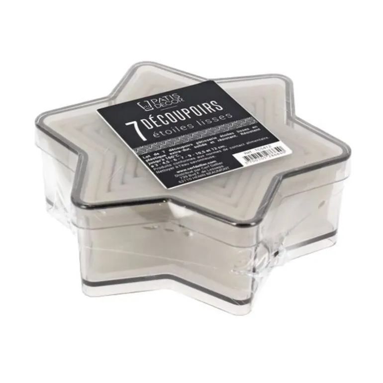 7 Découpoirs Etoiles Lisses Assortis Patisdecor