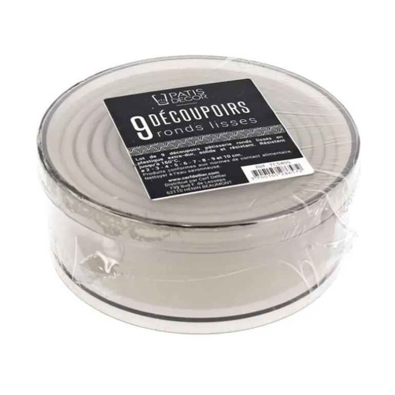 9 Découpoirs Ronds Lisses Assortis Patisdecor