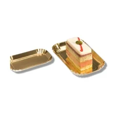 100 Mini Assiettes Rectangle Or 40 X 80 Mm