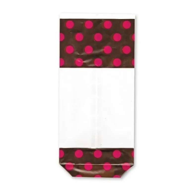 10 Sachets Fc + Liens Chocolat/Rose 12 X 26 Cm