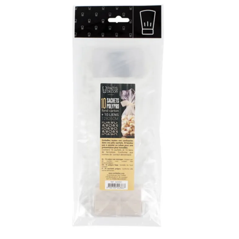 10 Sachets Polypropylene Fond Carton + Liens