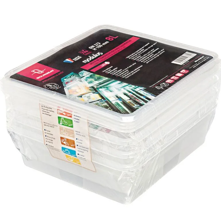 Bacs Modulus Rigides En Polypropylene Gn 2/3 Avec Couvercles (X4)