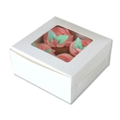 Boite 4 Cupcakes Blanche 16 X 16 Cm Patisdecor