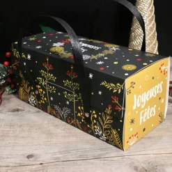 Boite A Bûche A Poignées Vegetal 35 Cm Patisdecor