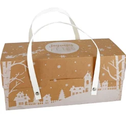 Boite A Bûche Kraft A Poignées Decor Village (X12)