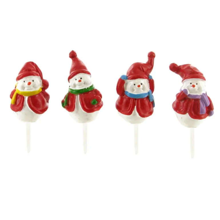 Bonshommes De Neige Manteau Résine Assortis Sur Pique (X30)