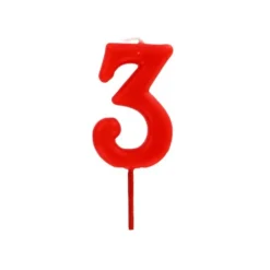 Bougie Anniversaire Chiffre 3 Rouge Patisdecor