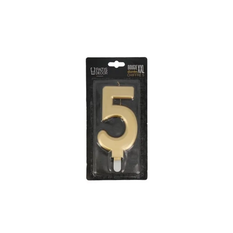 Bougie Anniversaire Doree Xxl Chiffre 5 Patisdecor