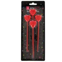 Bougies Coeurs Rouges Sur Pique Haute Patisdecor (X 4)