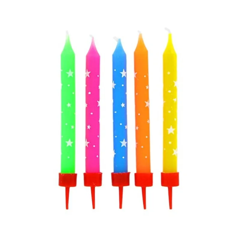 Bougies Multicolores Etoiles Patisdecor (X 10)