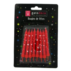 Bougies Rouges Coeurs Blancs Patisdecor (X 8)