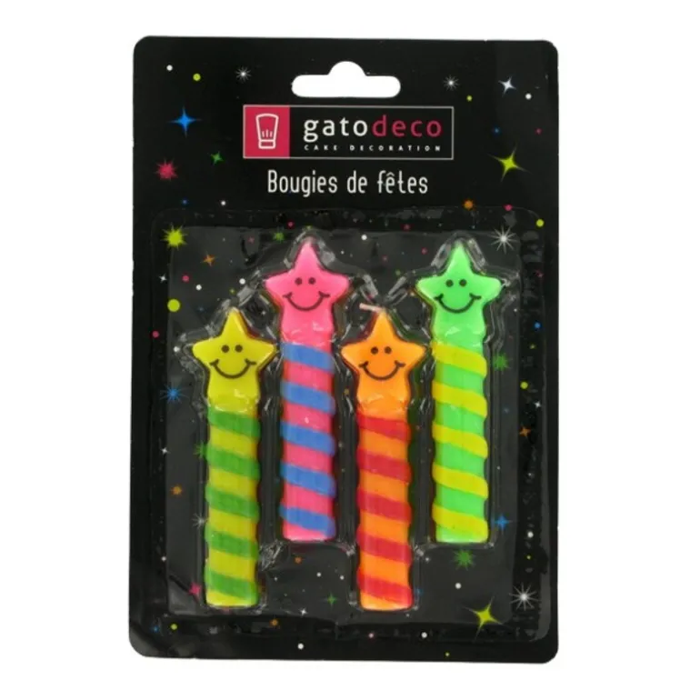 Bougies Smileys Etoiles Patisdecor (X 4)