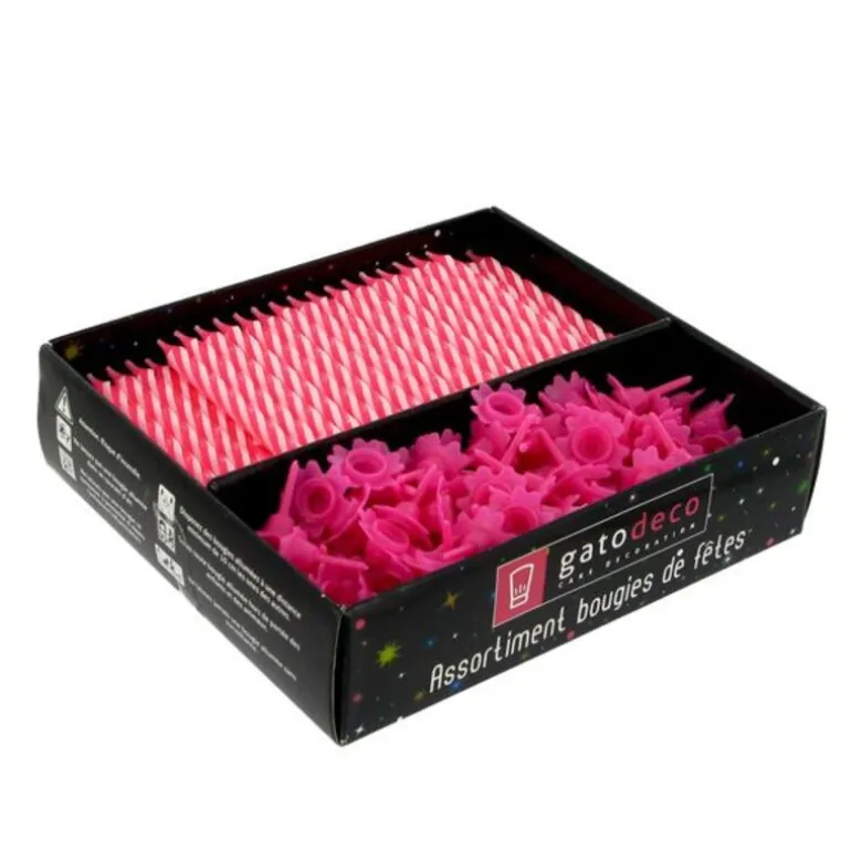 Bougies Torsadees 6 Cm Et Bobeches Roses Patisdecor (X 125)