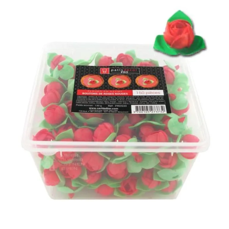 Boutons De Roses Rouges En Azyme Patisdecor Pro (X150)