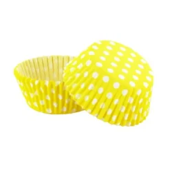 Caissettes Cupcakes Jaunes A Pois Blancs (X50)