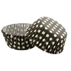 Caissettes Cupcakes Noires A Pois Blancs (X50)