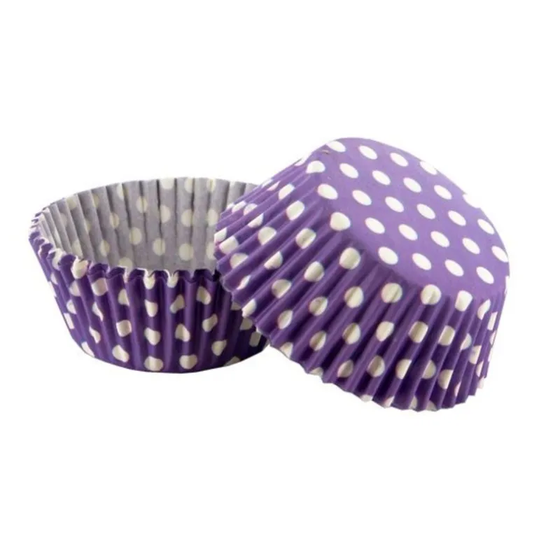 Caissettes Cupcakes Violettes A Pois Blancs (X50)