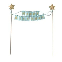 Cake Topper Banniere Anniversaire Bleu Patisdecor