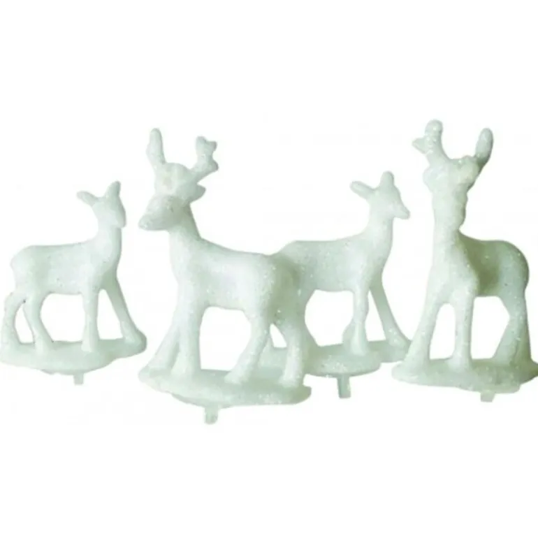 Cerf Et Biche Blancs Sur Pique Patisdecor (X2)