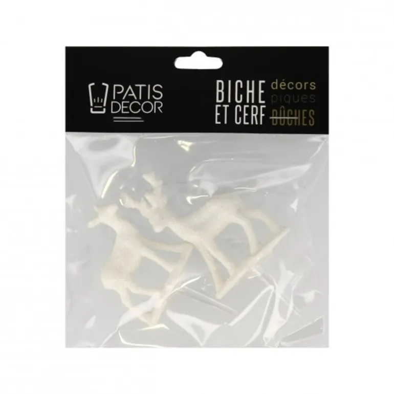 Cerf Et Biche Blancs Sur Pique Patisdecor (X2)