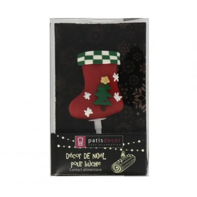 Chaussette De Noël Decoree Sur Pique Patisdecor