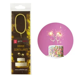 Cierge Magique Dore Chiffre 0 / Lettre O Patisdecor