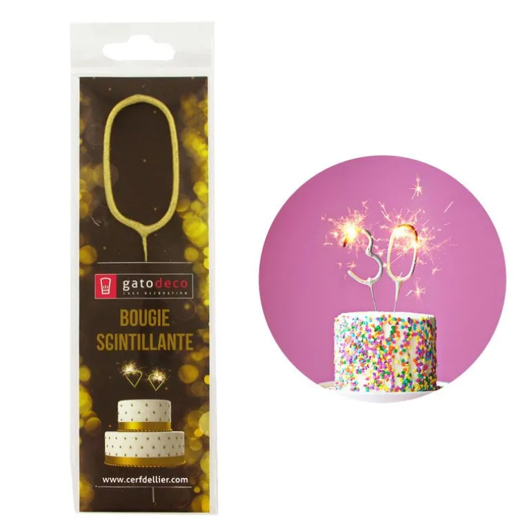 Cierge Magique Dore Chiffre 0 / Lettre O Patisdecor