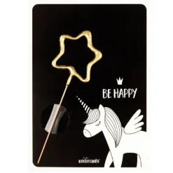 Cierge Magique Etoile Dore + Carte Licorne Be Happy