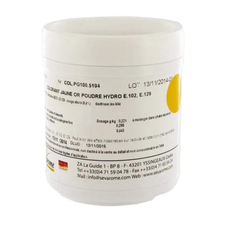 Colorant Poudre Alimentaire Jaune Or 100 G