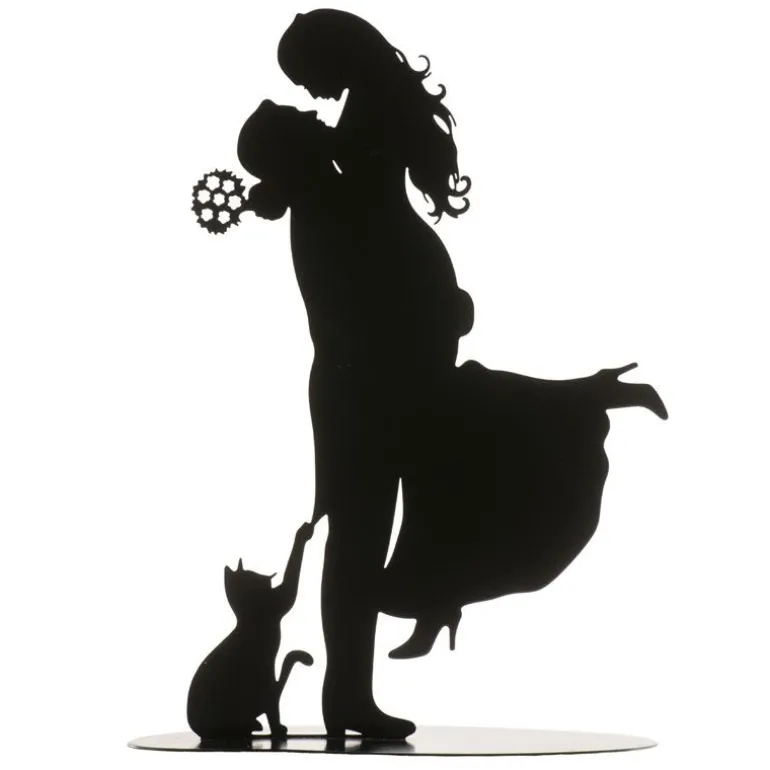 Couple De Maries Avec Chat Metal Noir