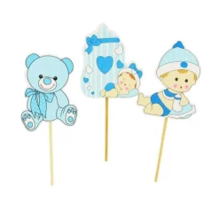 Cupcake Toppers Bebe Garcon En Bois (X3)
