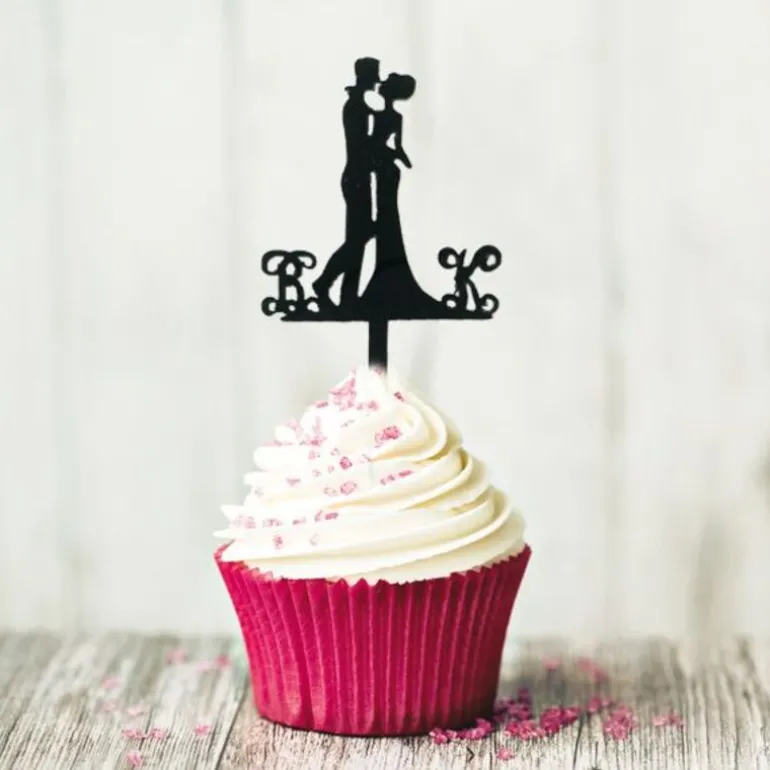 Cupcake Toppers Couple Enlace (X 8)