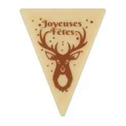 Décoration Bûche De Noël Motif Cerf En Chocolat Blanc (X108)