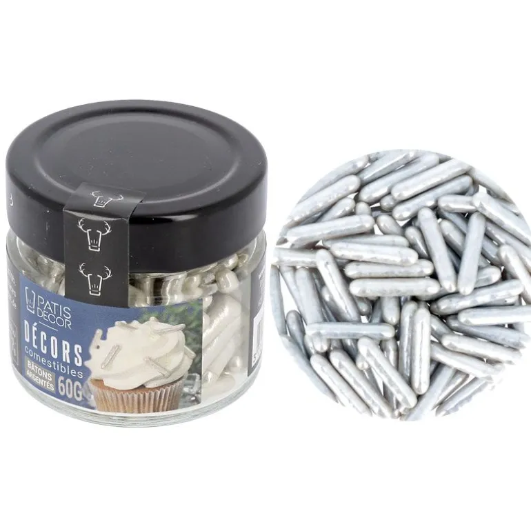 Décors Comestibles Bâtons Argentes 60 G