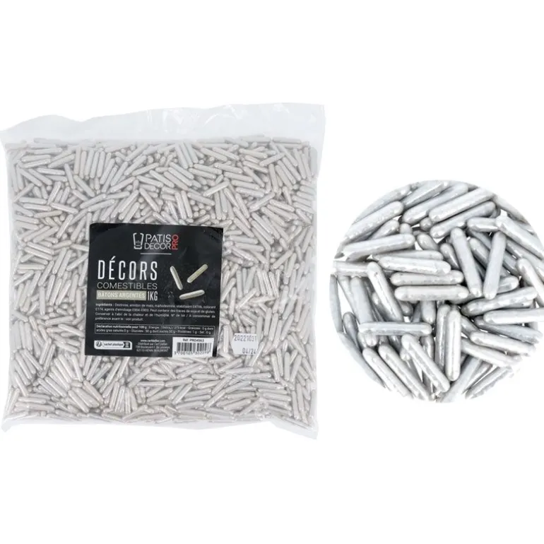 Décors Comestibles Bâtons Argentes 1 Kg