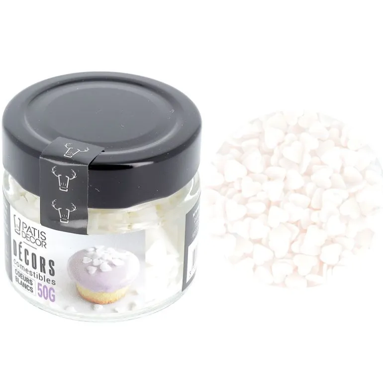 Décors Comestibles Coeurs Blancs 50 G