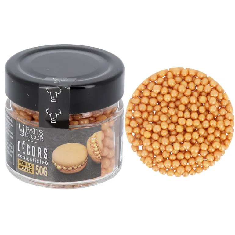 Décors Comestibles Perles Nacrees Dorees