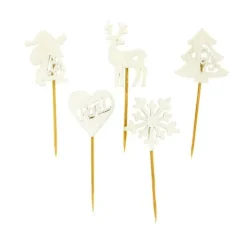 Décors De Noël En Bois Vintage Paillete (X10)