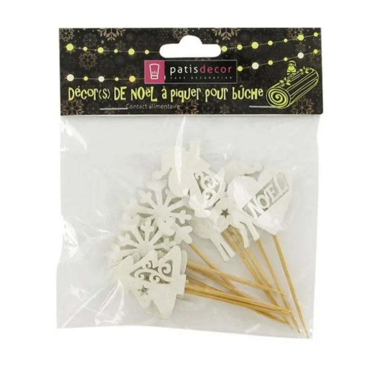 Décors De Noël En Bois Vintage Paillete (X10)