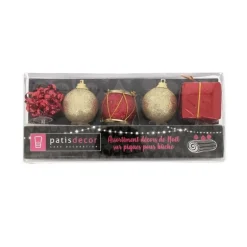 Décors De Noël Sur Pique Assortis Rouges Patisdecor (X5)