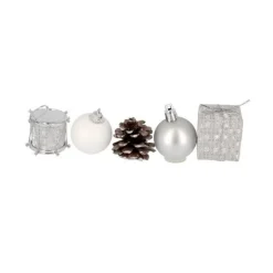 Décors De Noël Sur Pique Assortis Argent Patisdecor (X 5)