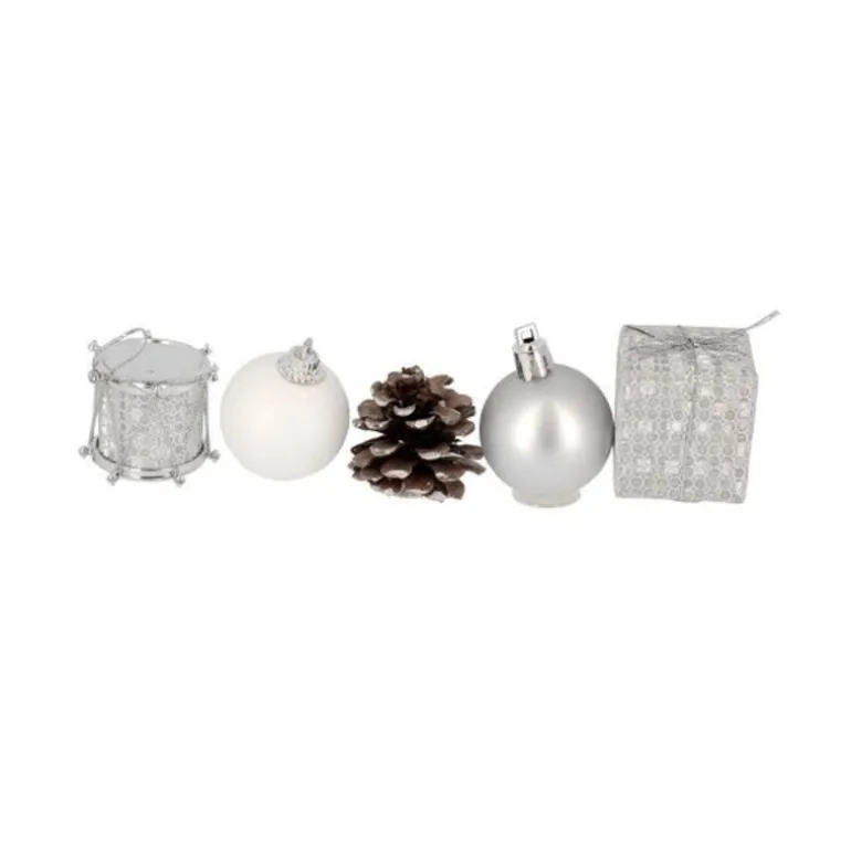 Décors De Noël Sur Pique Assortis Argent Patisdecor (X 5)