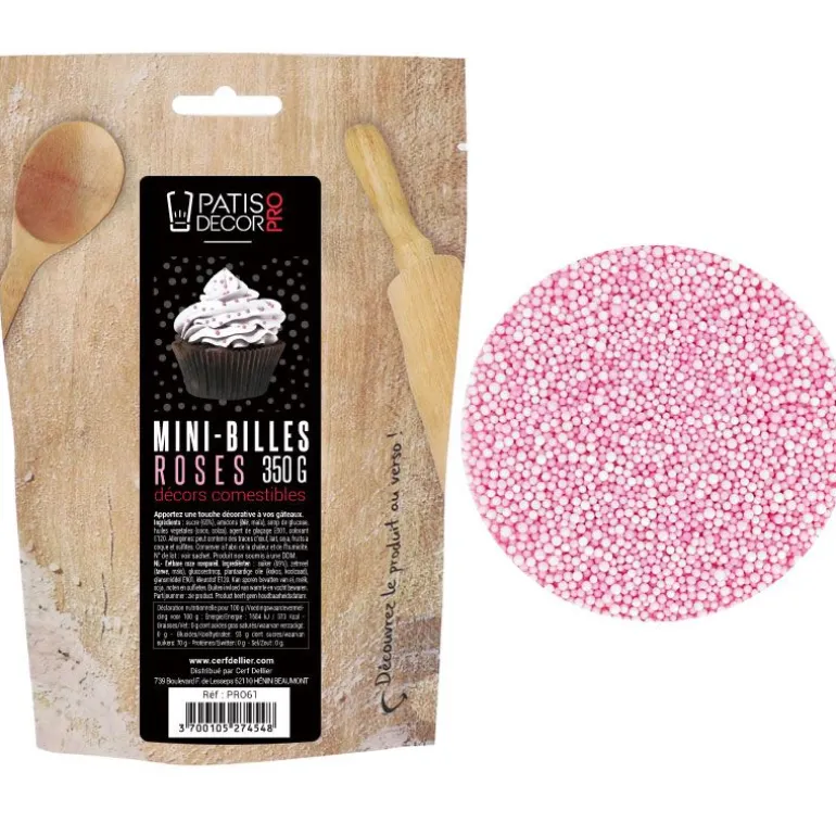 Décors Mini Billes Roses Comestibles Patisdecor Pro 350 G