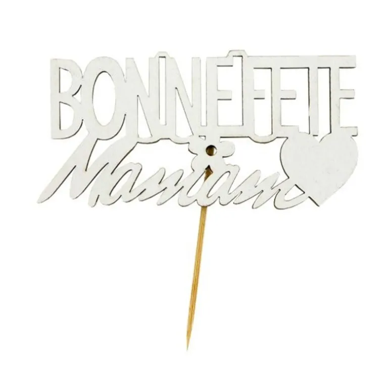 Decor Bonne Fete Maman Sur Pique Patisdecor (X2)