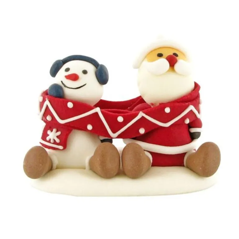 Decor Comestible Pere Noël Et Bonhomme De Neige Echarpe