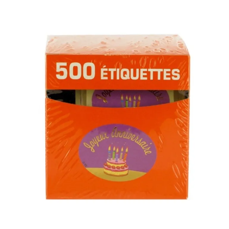 Etiquette Adhesive Joyeux Anniversaire Violet X500