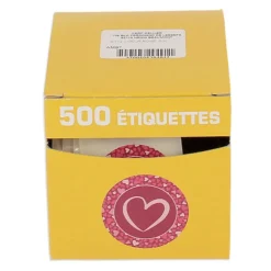 Etiquette Adhesive Rose Coeur (X500)