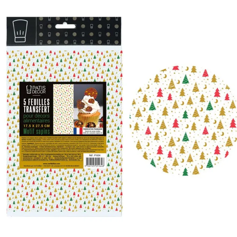 Feuilles Transfert Sapins Patisdecor (X5)