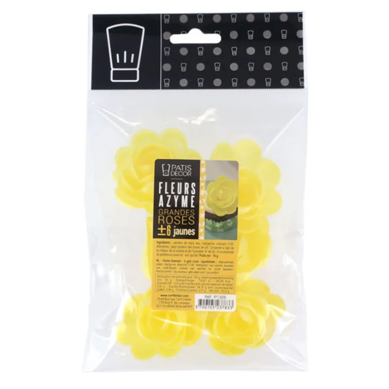 Grande Rose Jaune En Azyme Patisdecor (X6)