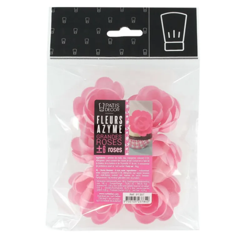 Grande Rose Rose En Azyme Patisdecor (X6)